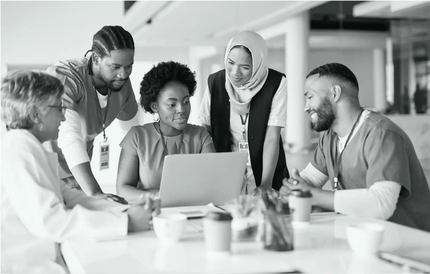 health professionals working around a table