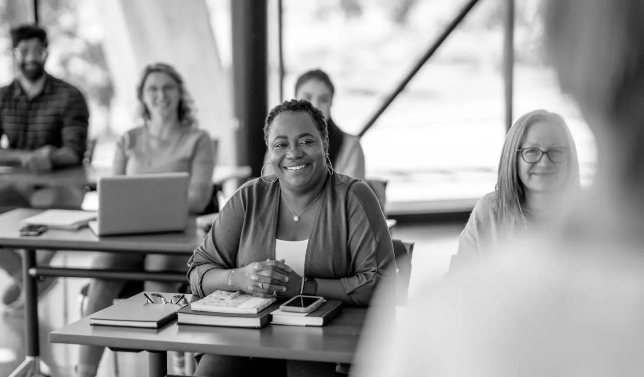 woman paying attention at the office