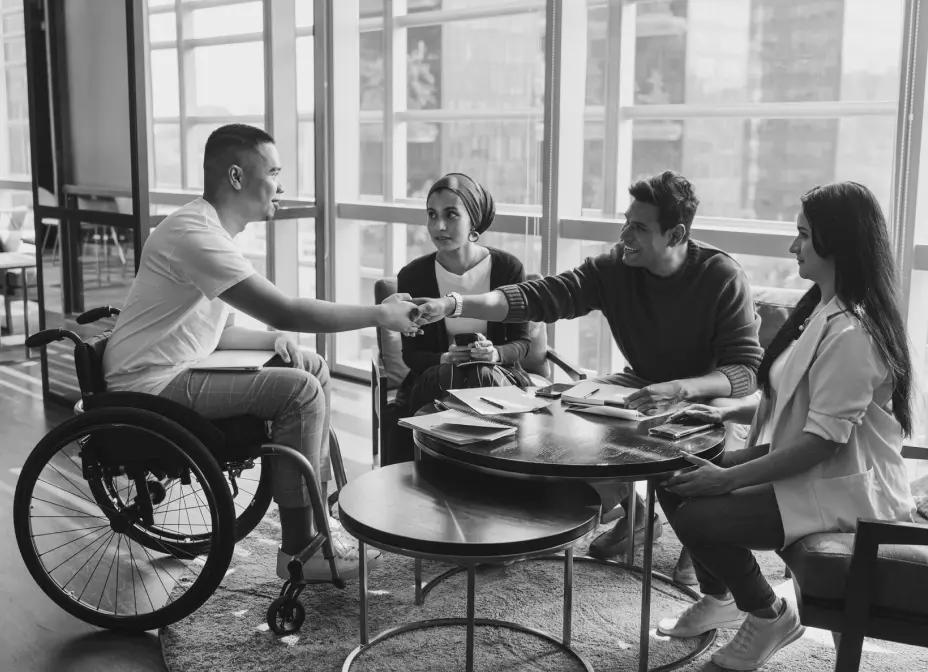 people gathering around a table